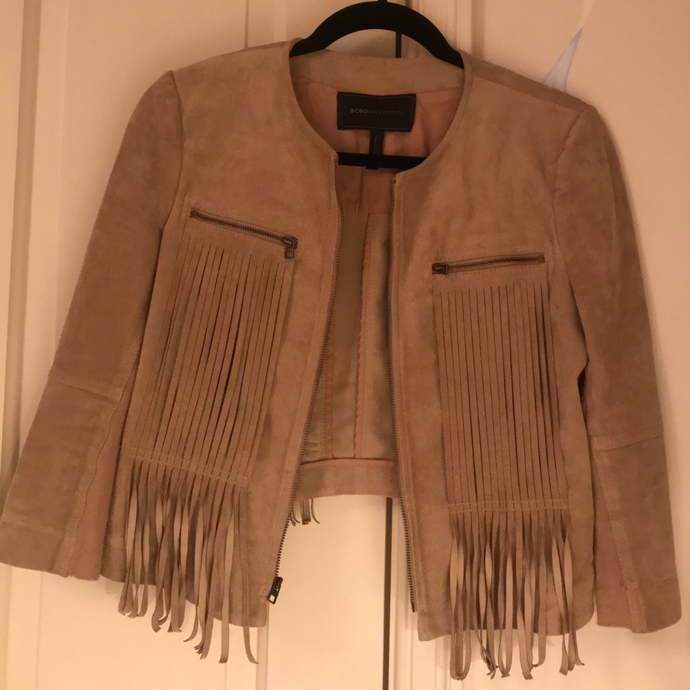 Suede Cropped Jacket with Fringe